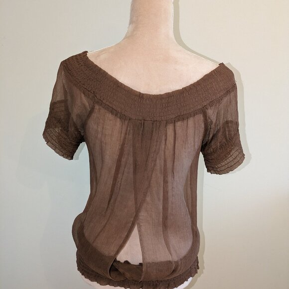 Bebe Of the shoulder Sheer Cap Sleeve Top - Picture 3 of 3